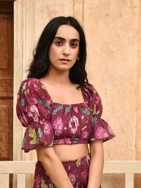 Wine Red Rich Silk Foliage Merlot Crop Top