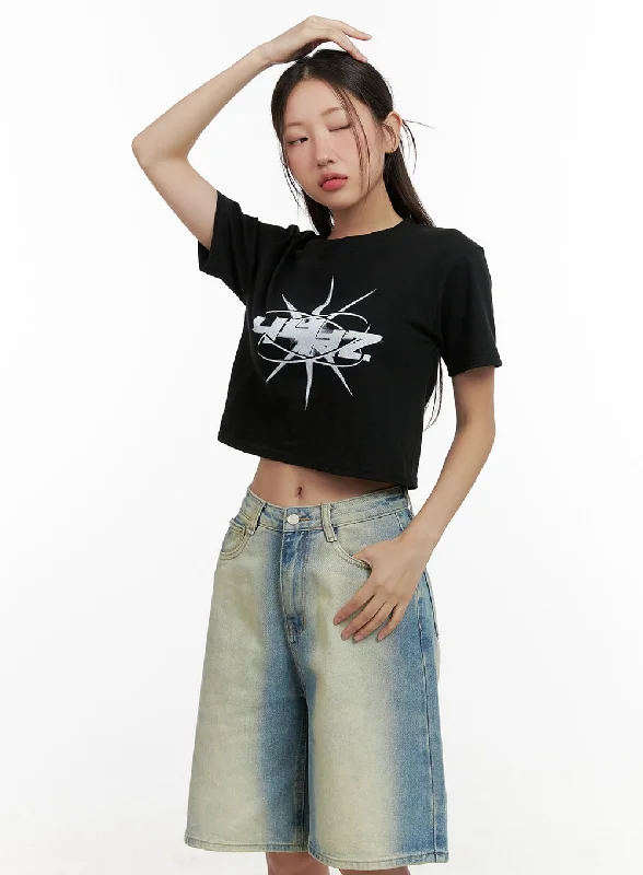 Acubi Graphic Crop Tee CL431