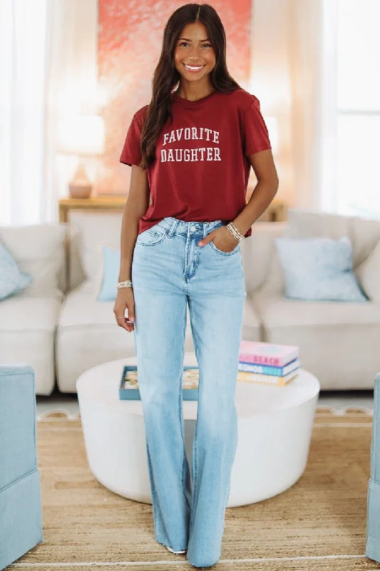 Favorite Daughter Cropped Collegiate Tee - Sangria Nights