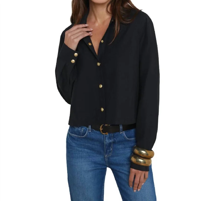 Cosette Crop Hi Low Shirt In Black/gold