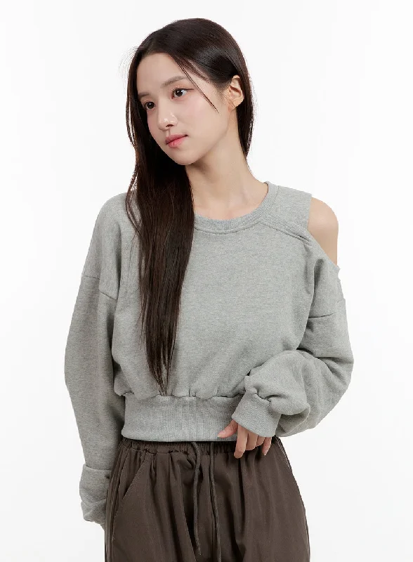 Cut-Out Shoulder Crop Sweatshirt OG429