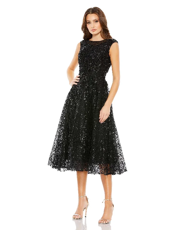 Mac Duggal A20398 Sequins Cocktail Midi Dress