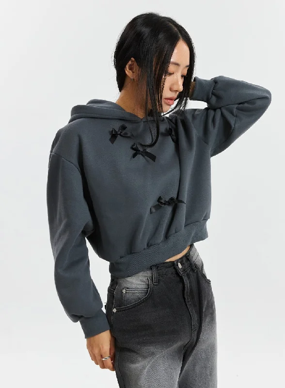 Ribbon Solid Essential Cropped Hoodie CD320