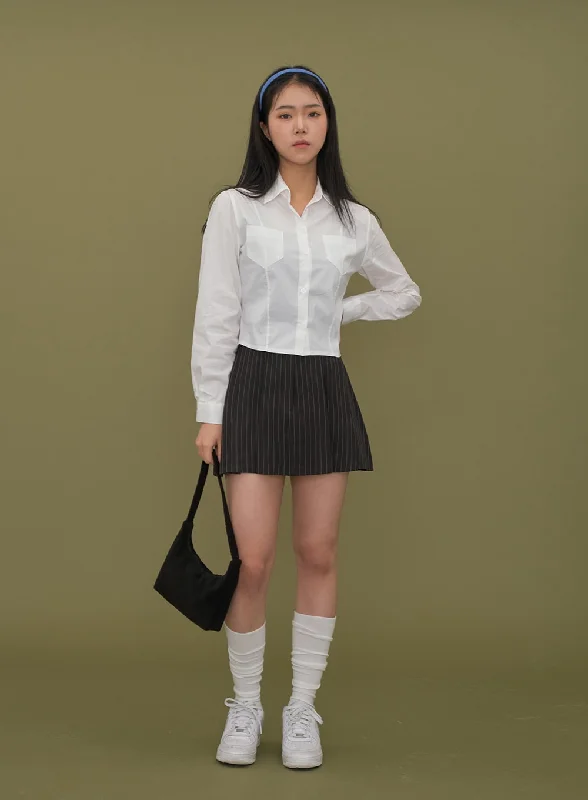 Cropped Shirt with Pockets C2601