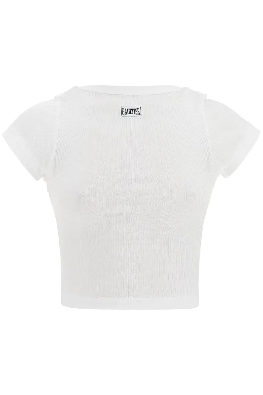 Jean Paul Gaultier Women's  Cotton Crop T-Shirt With Gaultier Logo