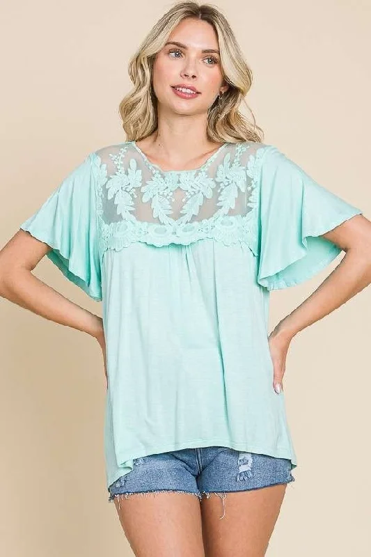 Plus Mint Fresh Lace Top