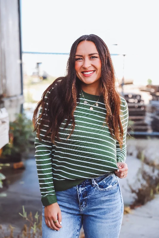 Christina Striped Sweater-Green