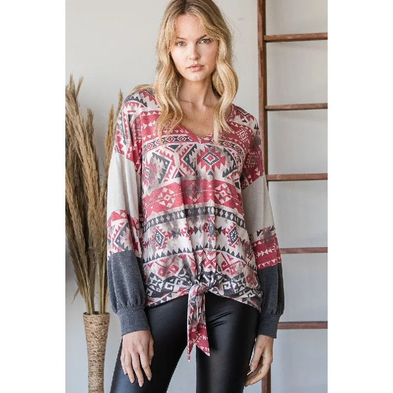 Long Sleeve Sweater Beautiful Aztec Print