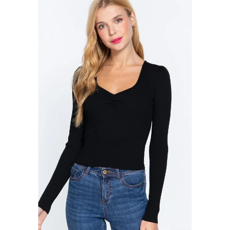 Long Sleeve Sweetheart Neck Sweater