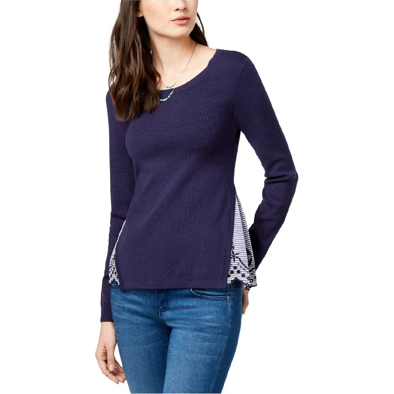 Maison Jules Womens Layered-Look Eyelet Knit Sweater