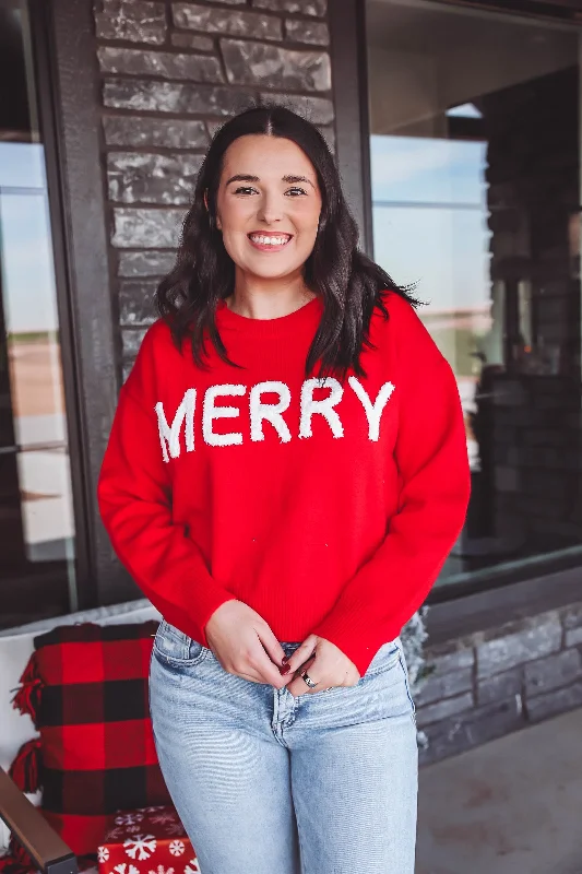 Merry Patch Sweater-Red/White