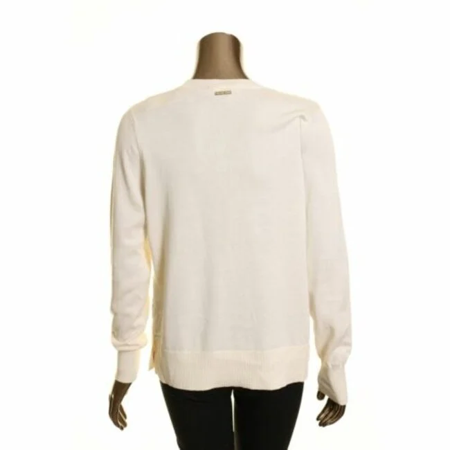 Michael Kors Women's Snap Hem Sweater Bone Ivory Size Small