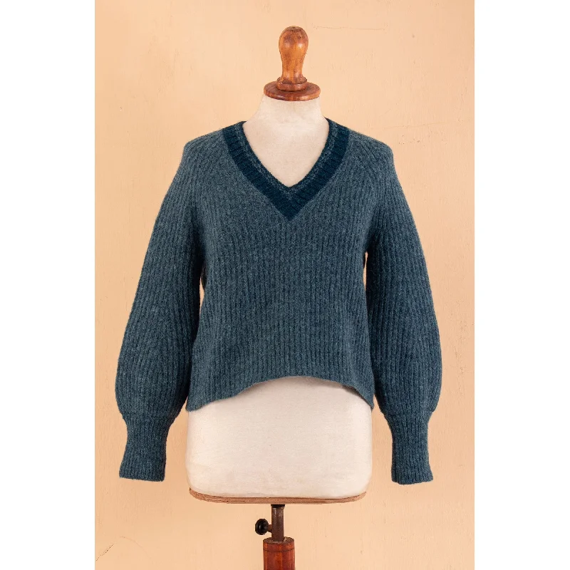 Novica Handmade Azure Deity Baby And Wool Blend Sweater