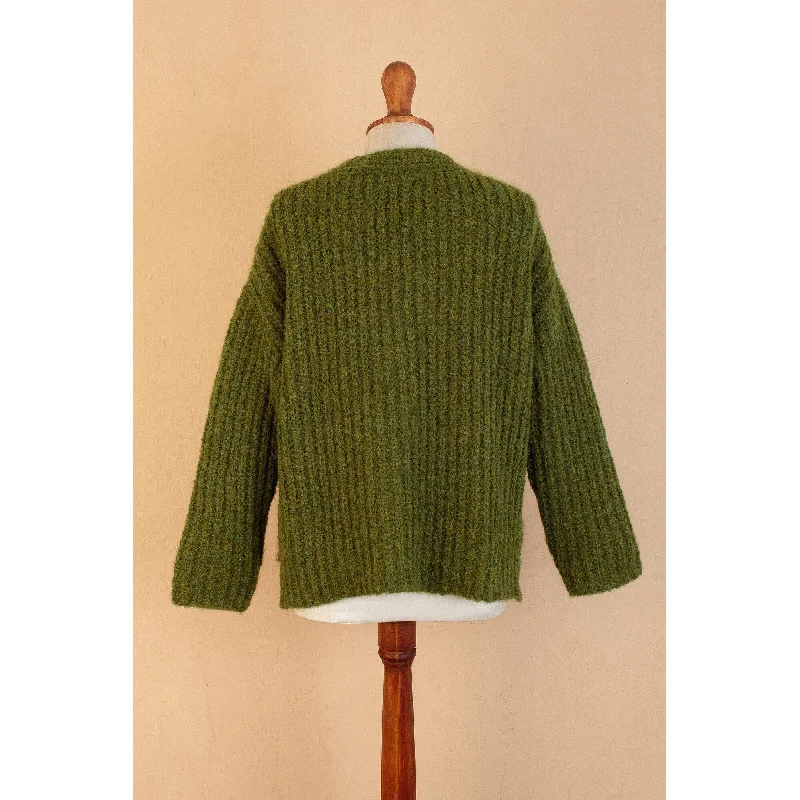 Novica Handmade Green Illusions Blend Sweater