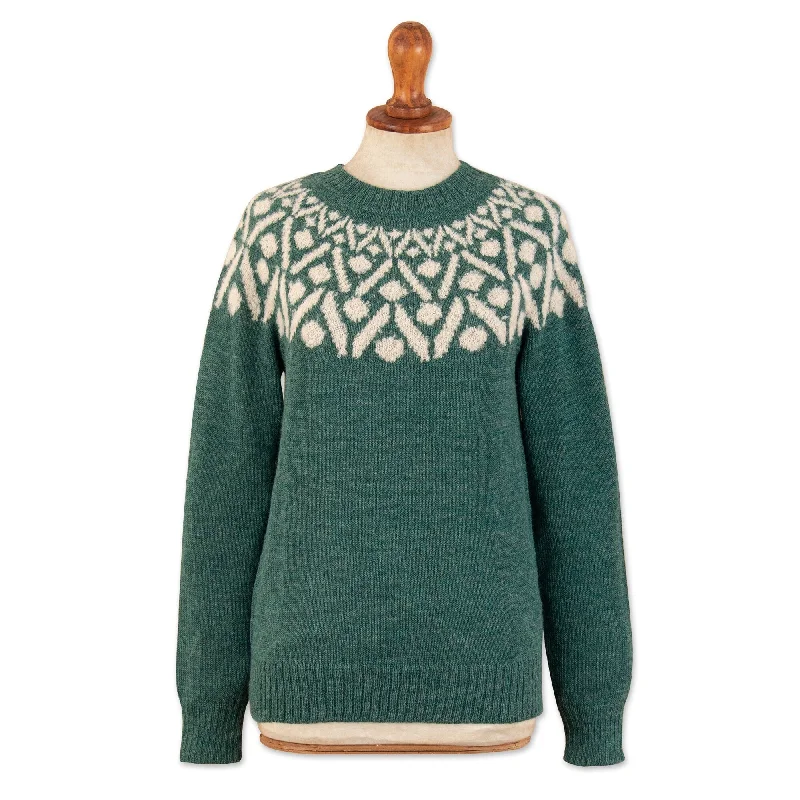 Novica Handmade Jade Geometry 100% Sweater