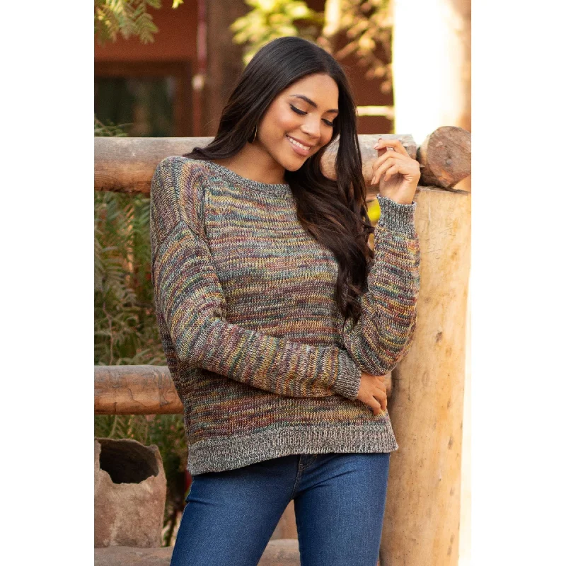 Novica Handmade Rainbow Mountains Recycled Polyester Blend Sweater