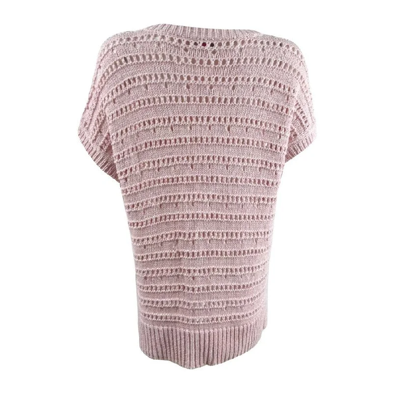 Vince Camuto Women's Open-Stitch Sweater (M, Pink)