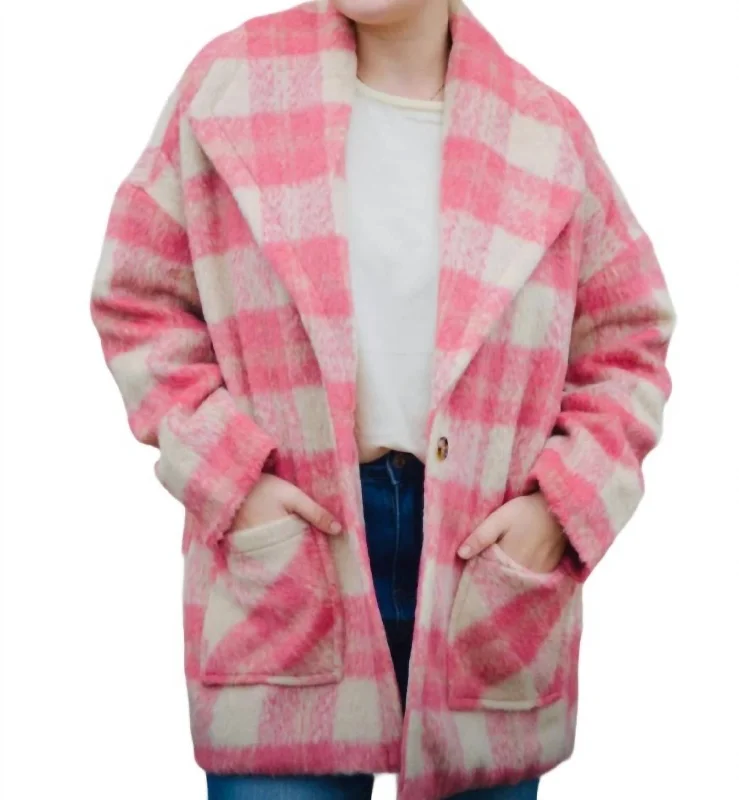 Boston Plaid Coat In Pink