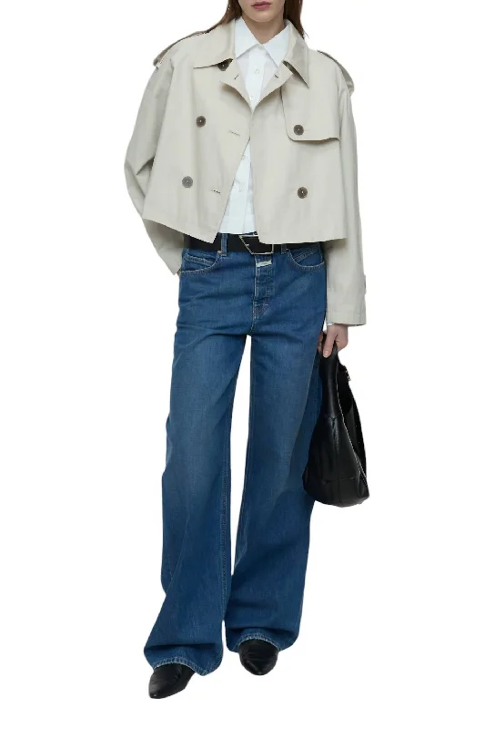 Cropped Trench Jacket In Limestone