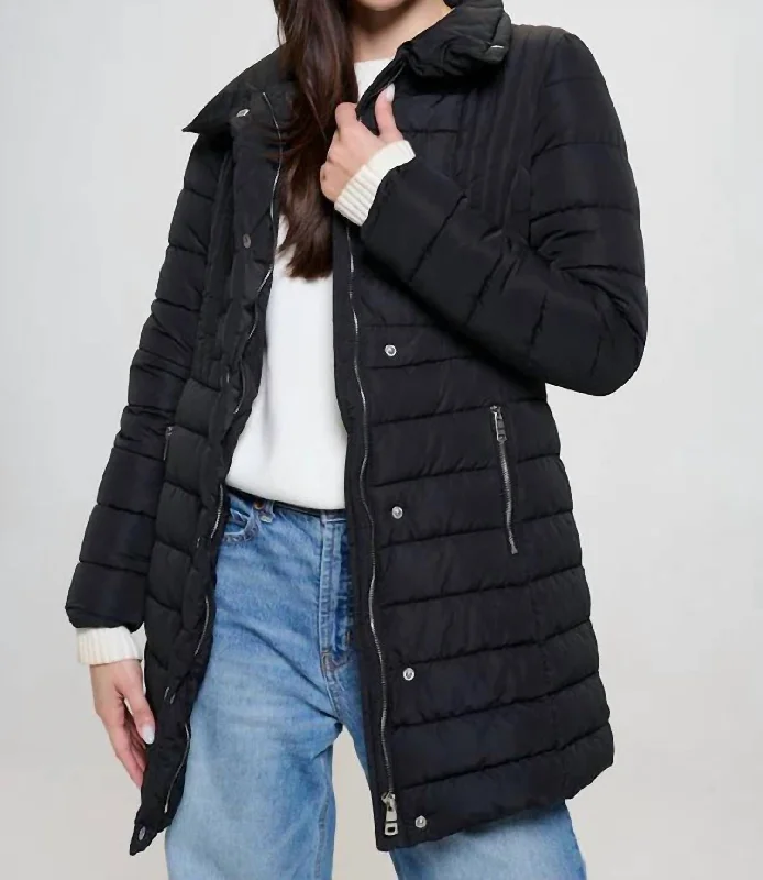 Mochina Moto Puffer Jacket In Black