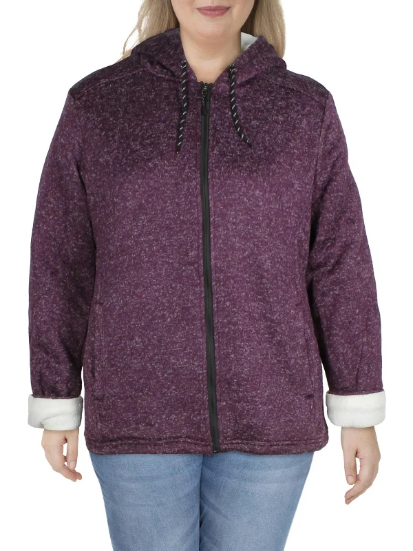 Plus Womens Sherpa Hooded Fleece Jacket