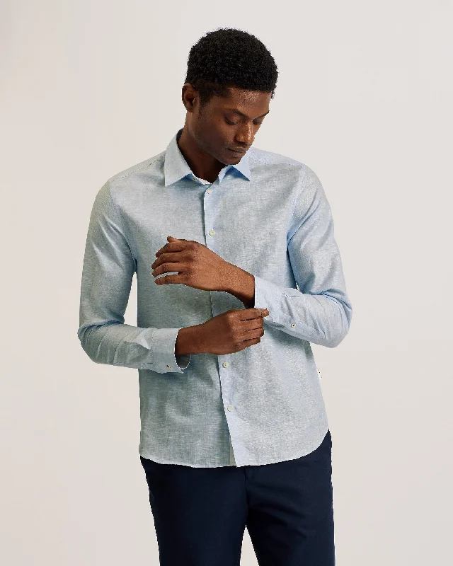 Romeos Ls Linen Shirt Lt-Blue