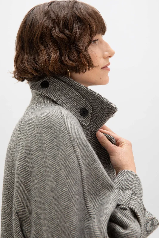 Limited Edition Women's Balmacaan Coat | Ash & Blonde Herringbone