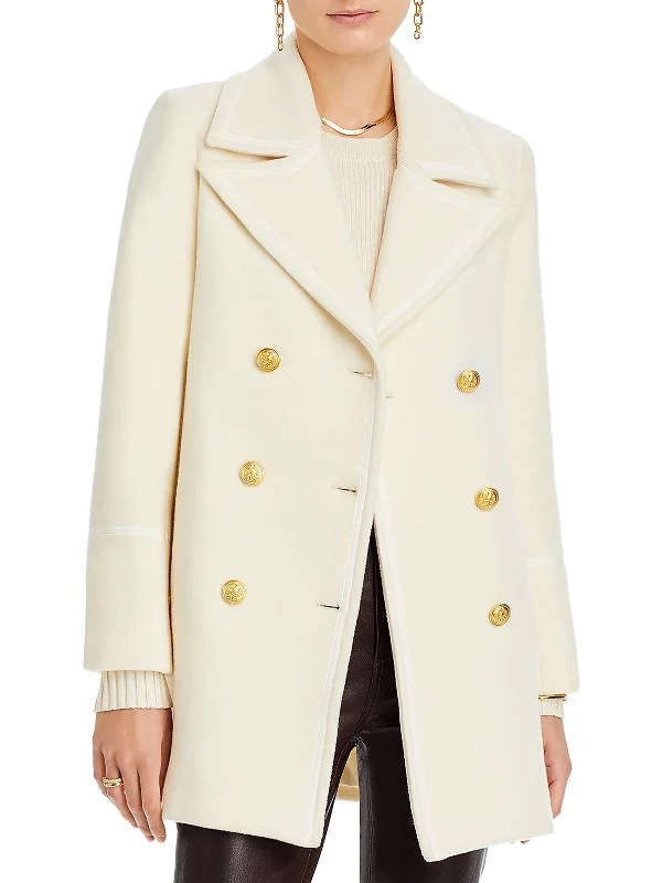 Womens Wool Blend Midi Pea Coat