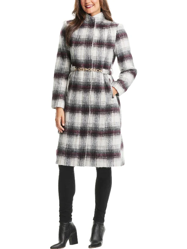 Womens Wool Blend Plaid Walker Coat