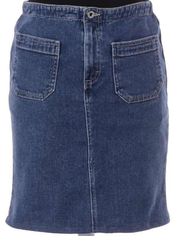 Label Short Denim Skirt