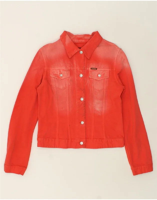 CARRERA Womens Denim Jacket UK 16 Large Red Cotton