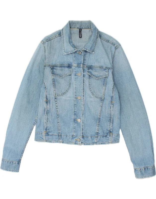 CERRUTI 1881 Womens Crop Denim Jacket UK 14 Large Blue Cotton