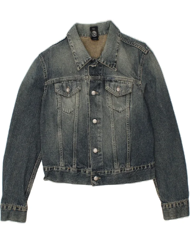 DIESEL Womens Crop Denim Jacket UK 14 Medium Blue Cotton