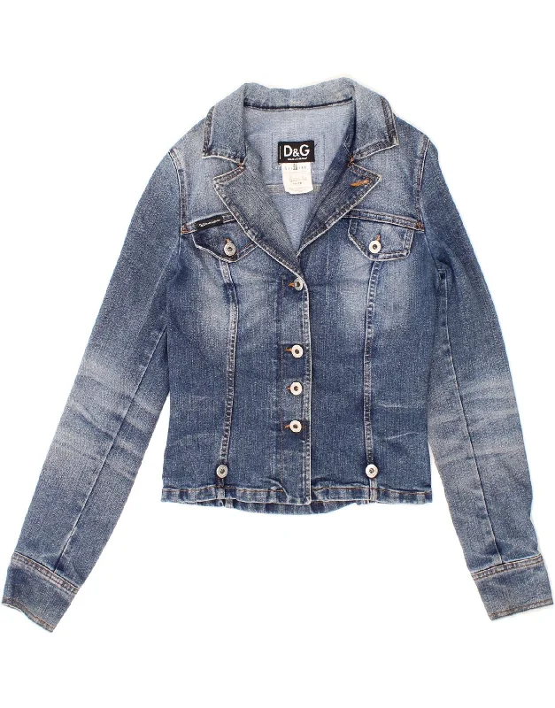 DOLCE & GABBANA Womens Denim Jacket IT 40 Small Blue Cotton