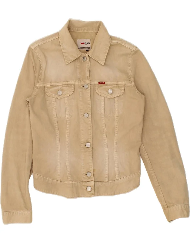 GAS Womens Denim Jacket UK 12 Medium Beige