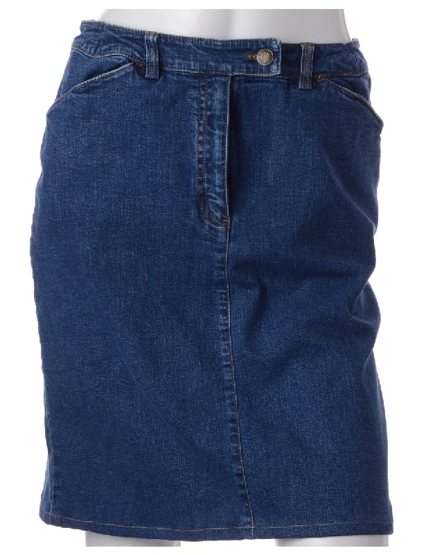 Label Short Denim Skirt