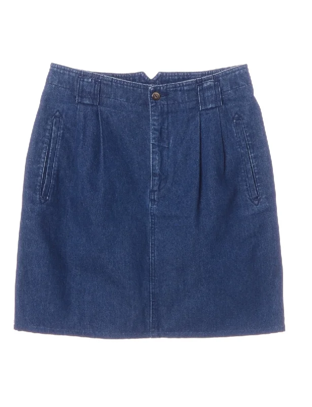 Label Short Denim Skirt