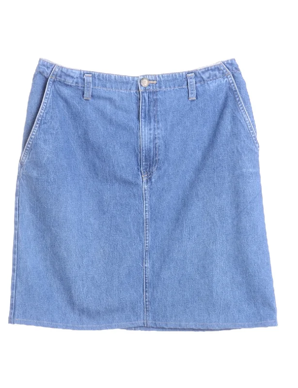 Label Short Denim Skirt