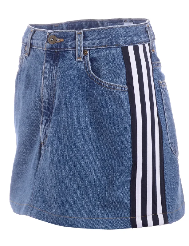 Label Steph Branded Stripe Denim Skirt