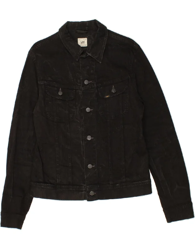 LEE Womens Denim Jacket UK 14 Large Black Cotton