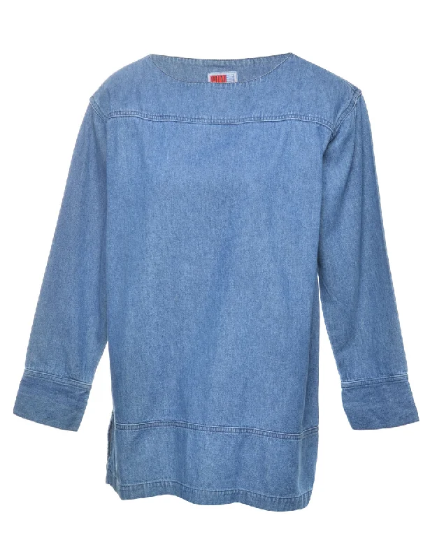 Long Sleeved Denim Top - L