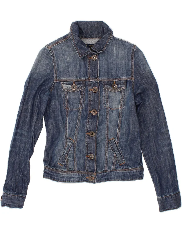 OASIS Womens Crop Denim Jacket UK 10 Small Blue Cotton