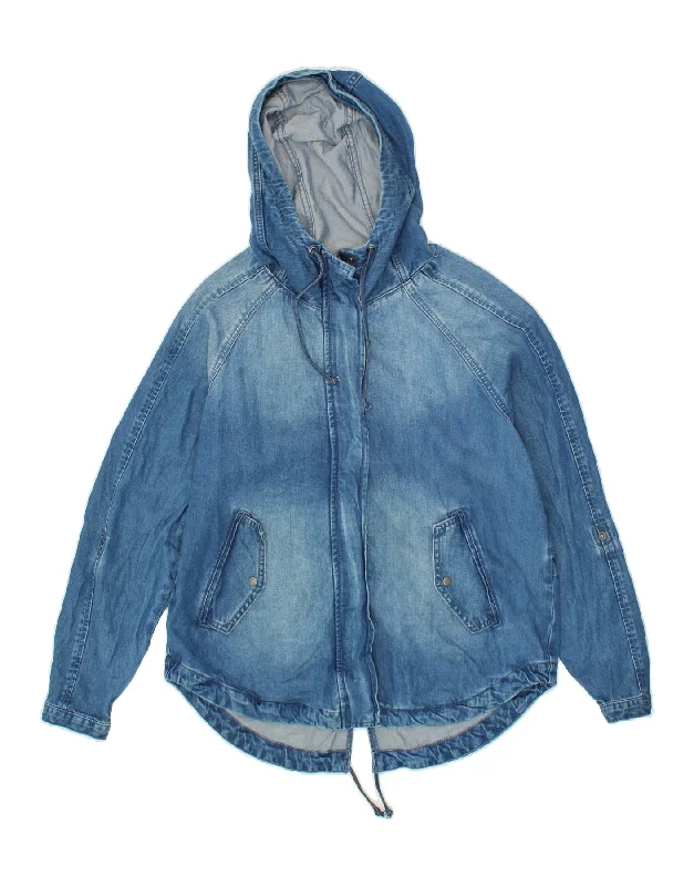 ONLY Womens Hooded Denim Parka Jacket EU 38 Medium Blue Cotton