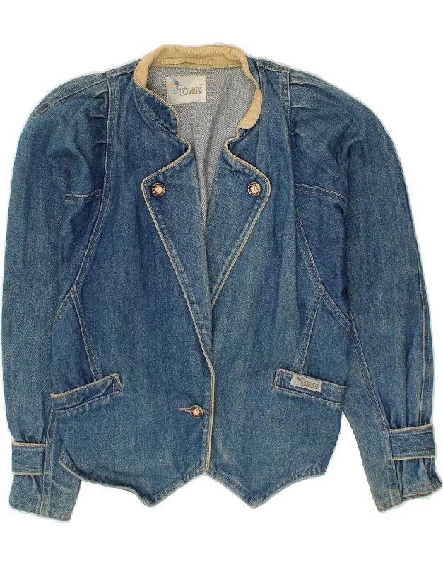 VINTAGE Womens Denim Jacket UK 10 Small Blue