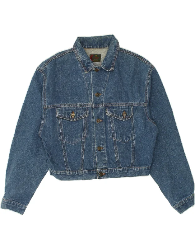 VINTAGE Womens Denim Jacket UK 14 Medium Blue