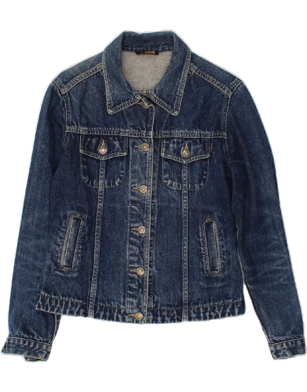 WIT BOY Womens Denim Jacket UK 12 Medium Blue Cotton