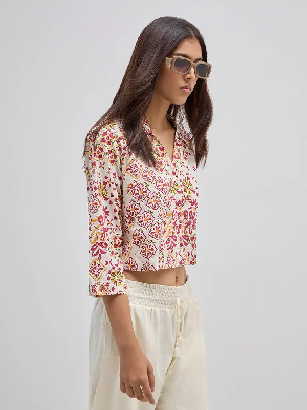 Bombay Paisley Off-White Floral Printed Cotton Shirt