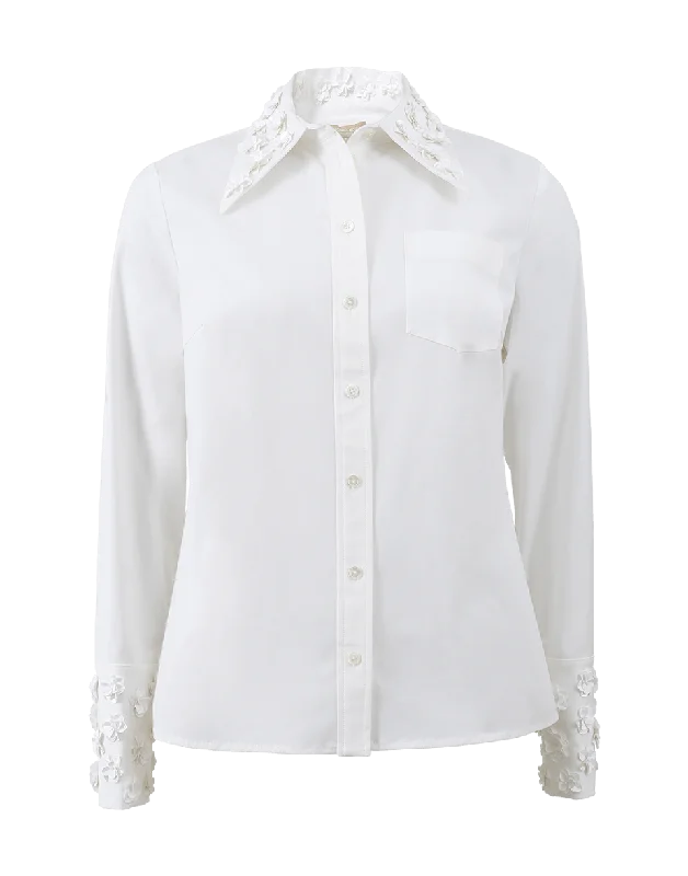 Embroidered Collar Button Shirt