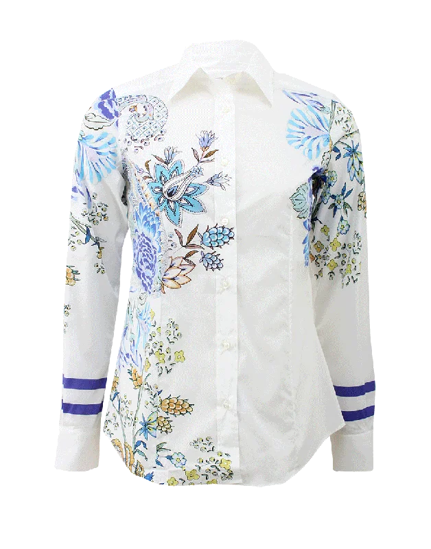 Flower Stripe Collared Shirt