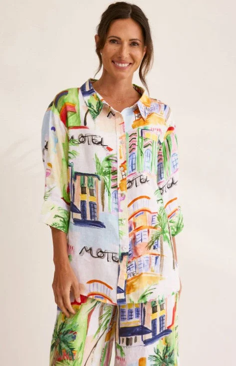 Motel Print collared shirt